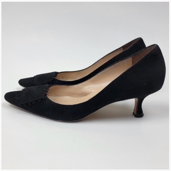 Manolo Blahnik Bottopla…Women's kitten heel black suede pumps….38.5 - Picture 9 of 10